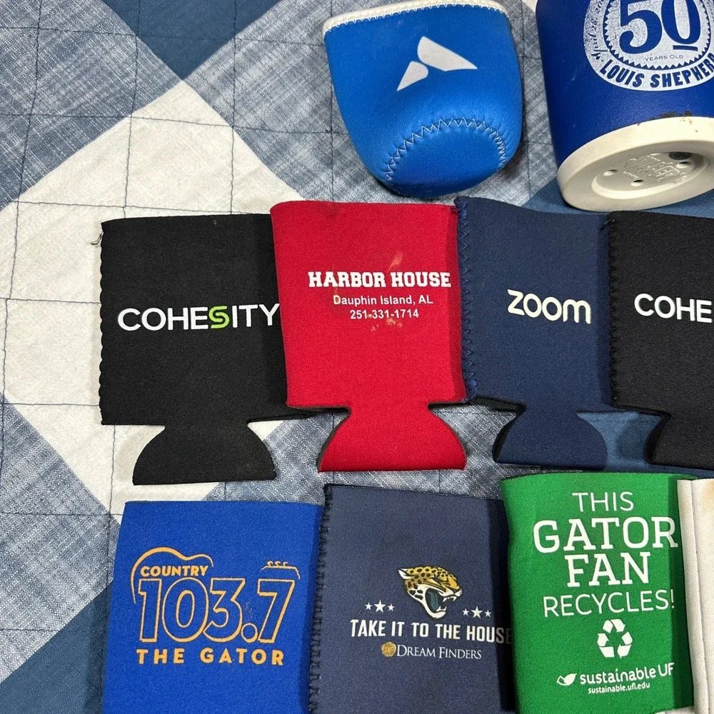 Lot of 27 Assorted Can Koozies Miller Lite Super Bowl NAPA Pep Boys Chevrolet
